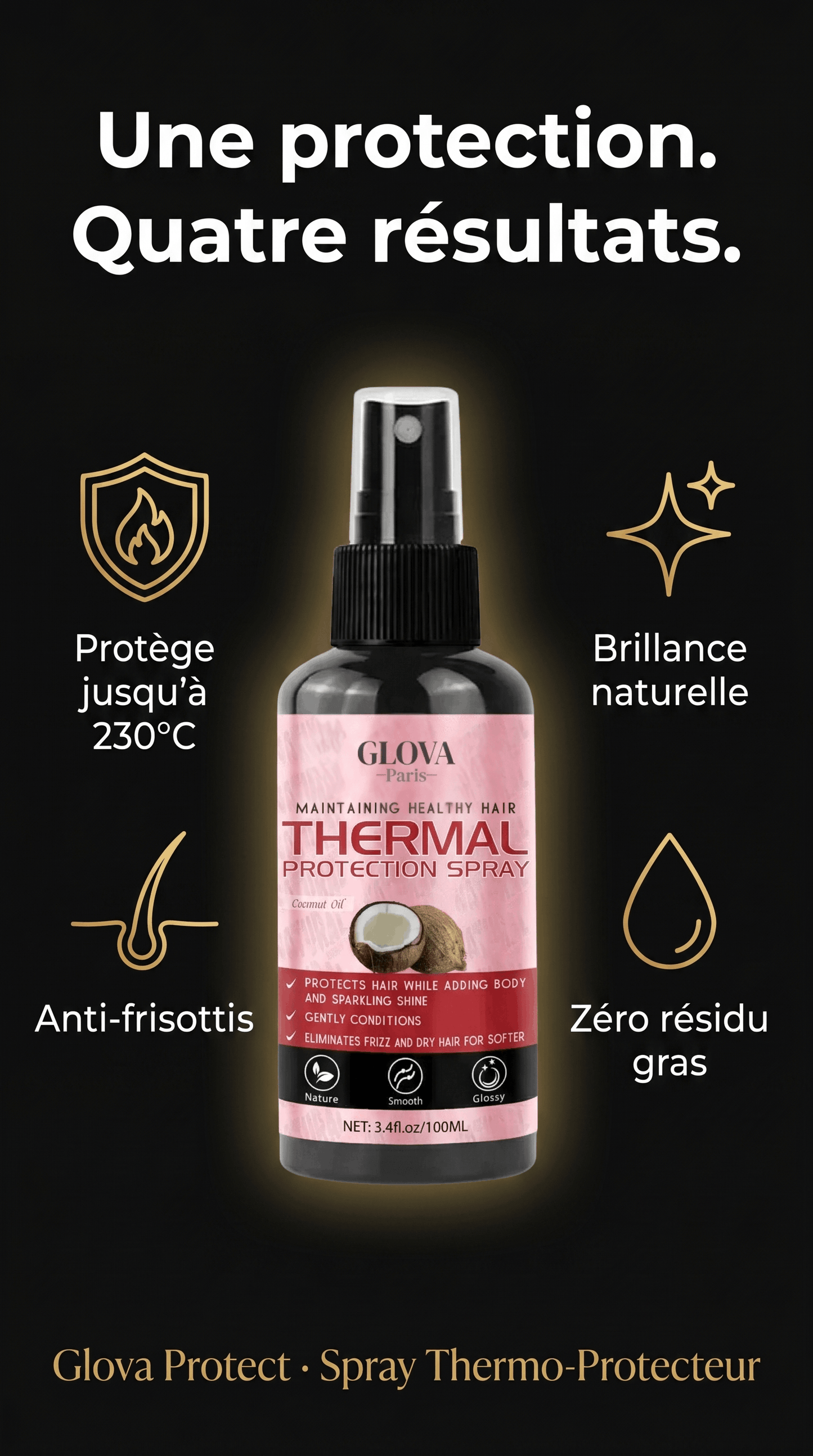 Glova Protect — Spray thermo-protecteur pour cheveux naturels et courts