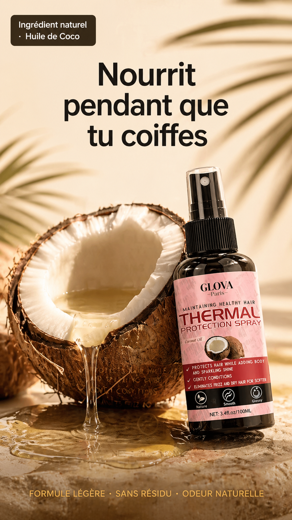Glova Protect — Spray thermo-protecteur pour cheveux naturels et courts